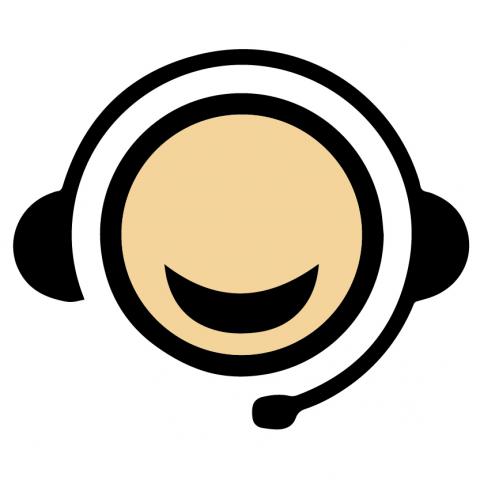 Person wearing a headset and smiling