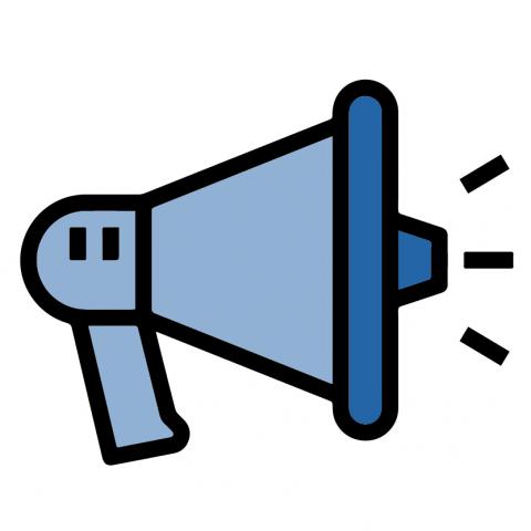 Megaphone with sound coming out